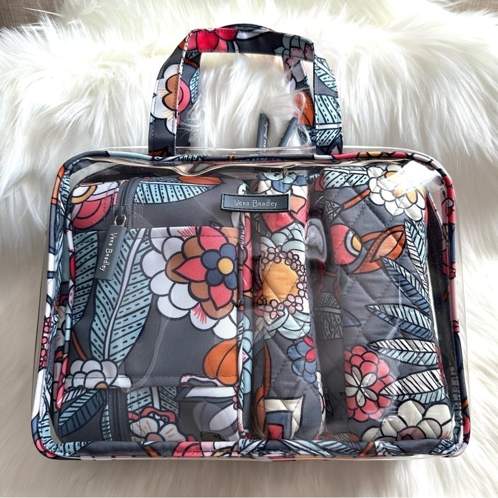 VERA BRADLEY 4 Piece Cosmetic / Make Up Organizer - Tropical Evening
